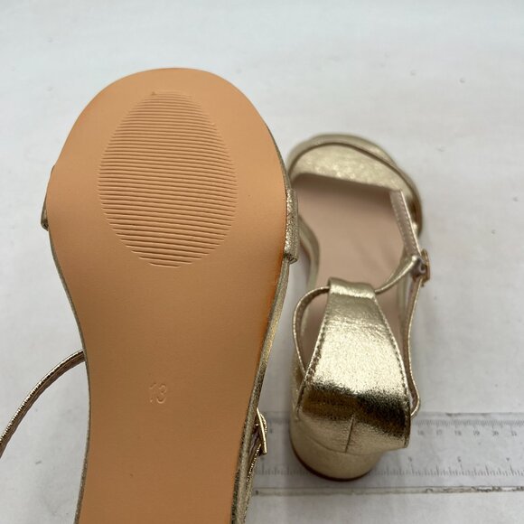 XYD Gold Open Toe Sandals Buckled Low Chunky Heel with Ankle Strap for Shoes - Picture 6 of 8